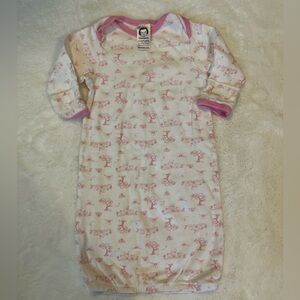 0-6 month Organic Cotton white & Pink Baby gown